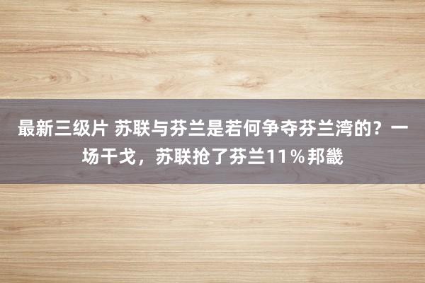 最新三级片 苏联与芬兰是若何争夺芬兰湾的？一场干戈，苏联抢了芬兰11％邦畿