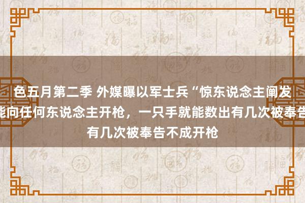 色五月第二季 外媒曝以军士兵“惊东说念主阐发”：险些能向任何东说念主开枪，一只手就能数出有几次被奉告不成开枪