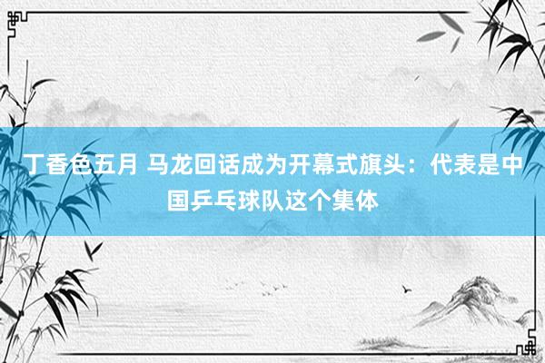 丁香色五月 马龙回话成为开幕式旗头：代表是中国乒乓球队这个集体