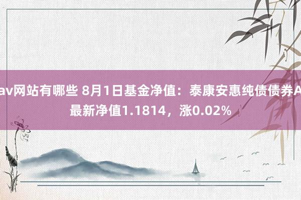 av网站有哪些 8月1日基金净值：泰康安惠纯债债券A最新净值1.1814，涨0.02%