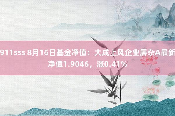 911sss 8月16日基金净值：大成上风企业羼杂A最新净值1.9046，涨0.41%