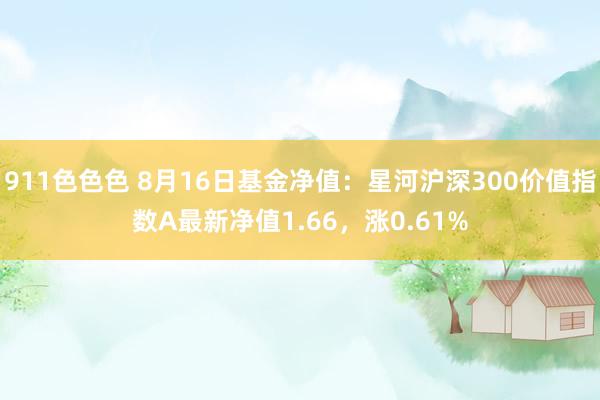 911色色色 8月16日基金净值：星河沪深300价值指数A最新净值1.66，涨0.61%