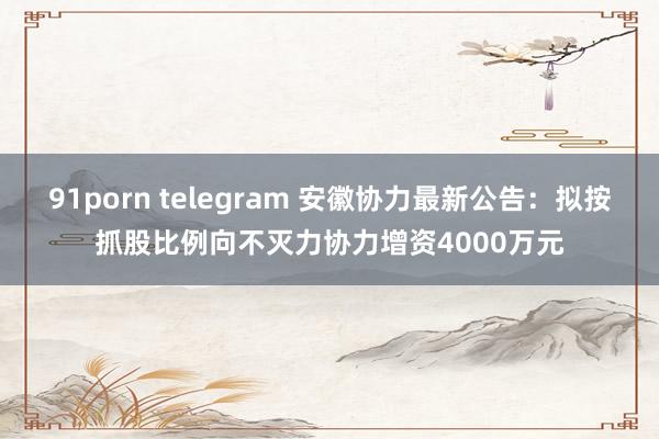 91porn telegram 安徽协力最新公告：拟按抓股比例向不灭力协力增资4000万元