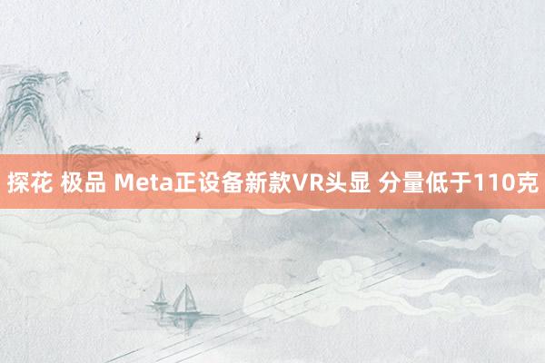 探花 极品 Meta正设备新款VR头显 分量低于110克