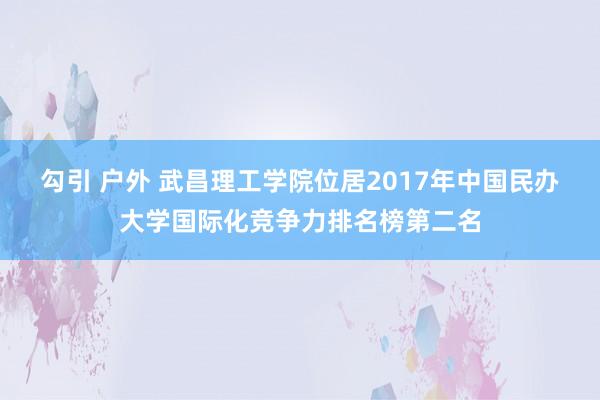 勾引 户外 武昌理工学院位居2017年中国民办大学国际化竞争力排名榜第二名