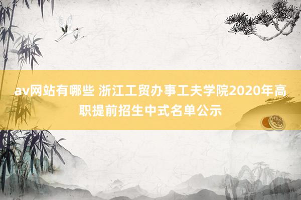 av网站有哪些 浙江工贸办事工夫学院2020年高职提前招生中式名单公示