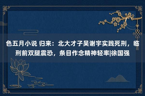 色五月小说 归来：北大才子吴谢宇实践死刑，临刑前双腿震恐，条目作念精神轻率|徐国强